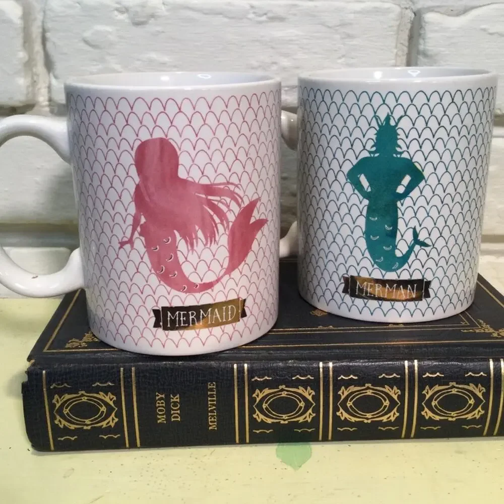 Mermaid/Merman set of 2 mugs